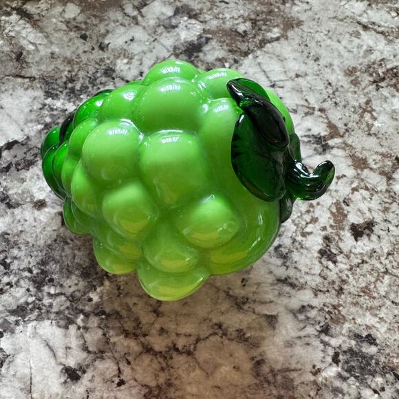 VTG Murano Style Handblown Glass Art Fruit Grapes Green MCM Home Decor - Picture 1 of 6
